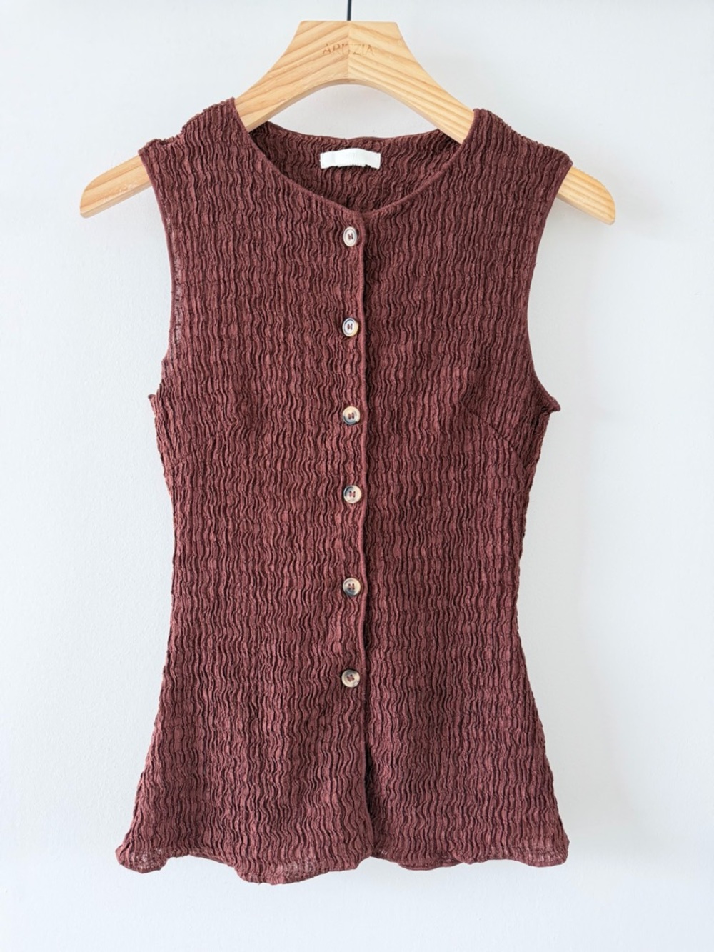 H&M Brown Textured Co-Ord Set Wide Leg Pants Sleeveless Top XXS - Picture 3 of 16